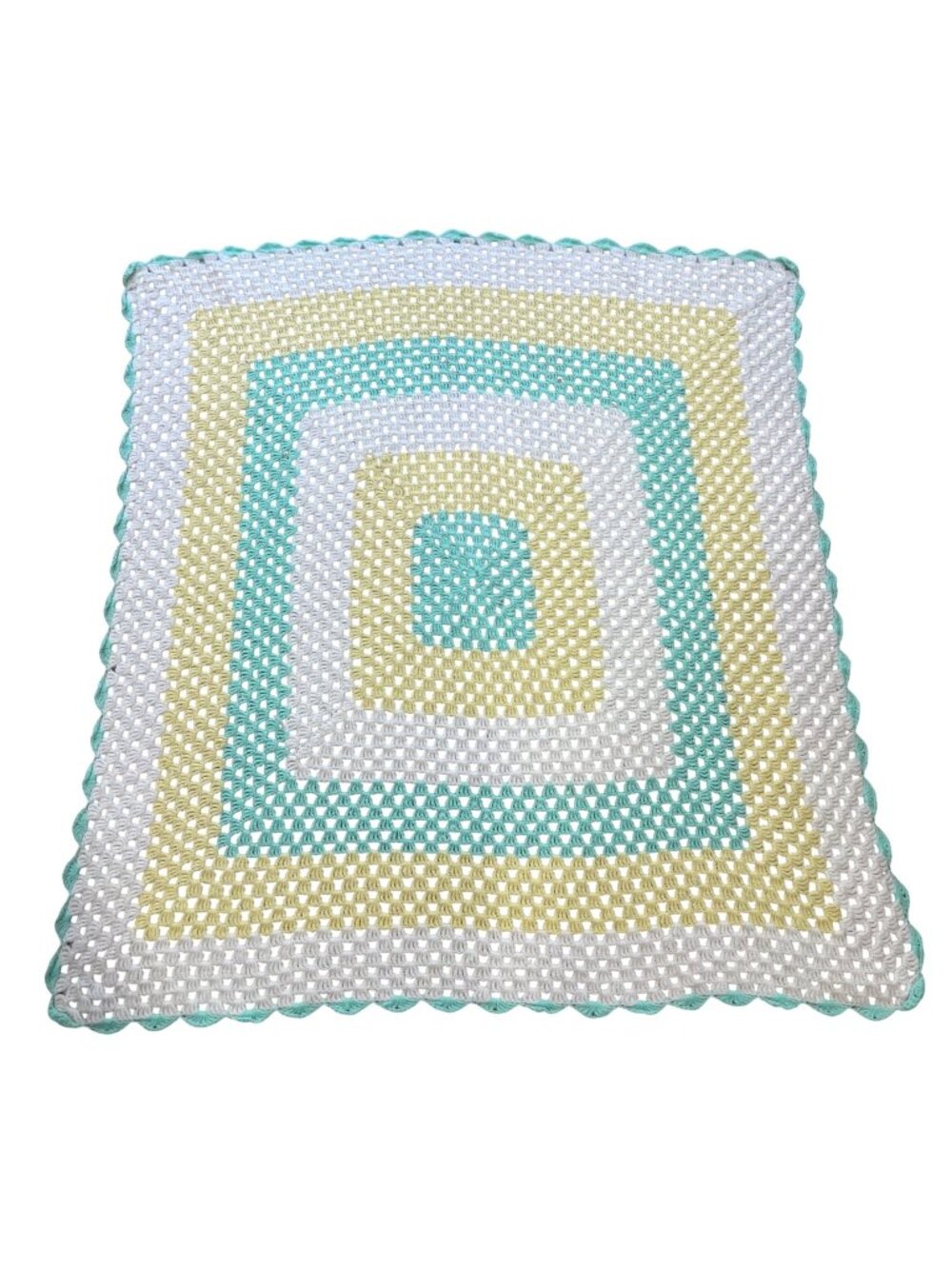 Handmade Crochet Afghan‎ Gender Neutral Baby Blanket Measures Approx. 40" X 40"
